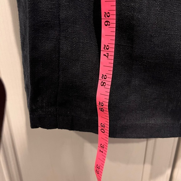 Fog Linen Work |  Alana Tuck Skirt Navy | 15” elastic waist | 100% linen - Picture 3 of 5